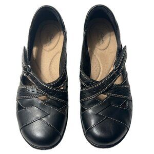 Clarks Collection Womens Black Leather Mary Jane Shoes Size 7